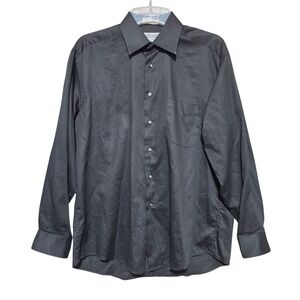 Joseph & Feiss Mens Black Egyptian Cotton Button Down Dress Shirt 16 34/35